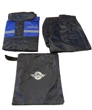 Alpha Cycle Gear Rain Suit jacket pants Men Or Women M Black Blue Bag