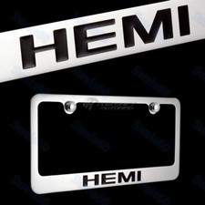 Elite Dodge Ram Hemi Logo Chrome Brass Metal License Plate Frame With Caps
