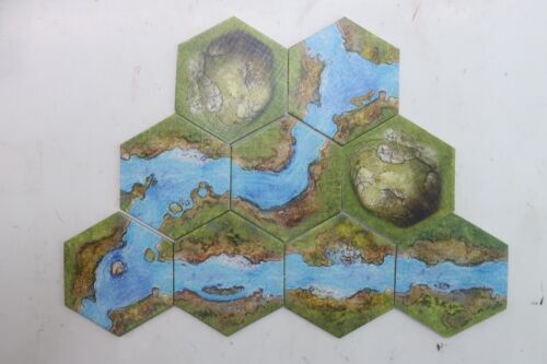 BattleLore 1st Edition Replacement 46 Hexagon Terrain and Landmark Tiles Only - Picture 6 of 7