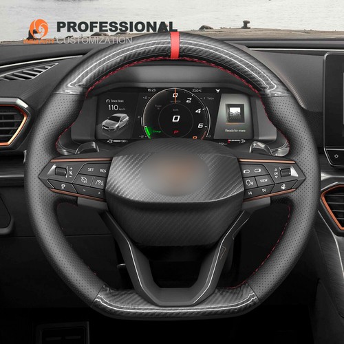 Custom DIY Echtes Leder PU Kohlefaser Lenkradbezug für Seat Cupra Leon 2020-2021 - Picture 3 of 10