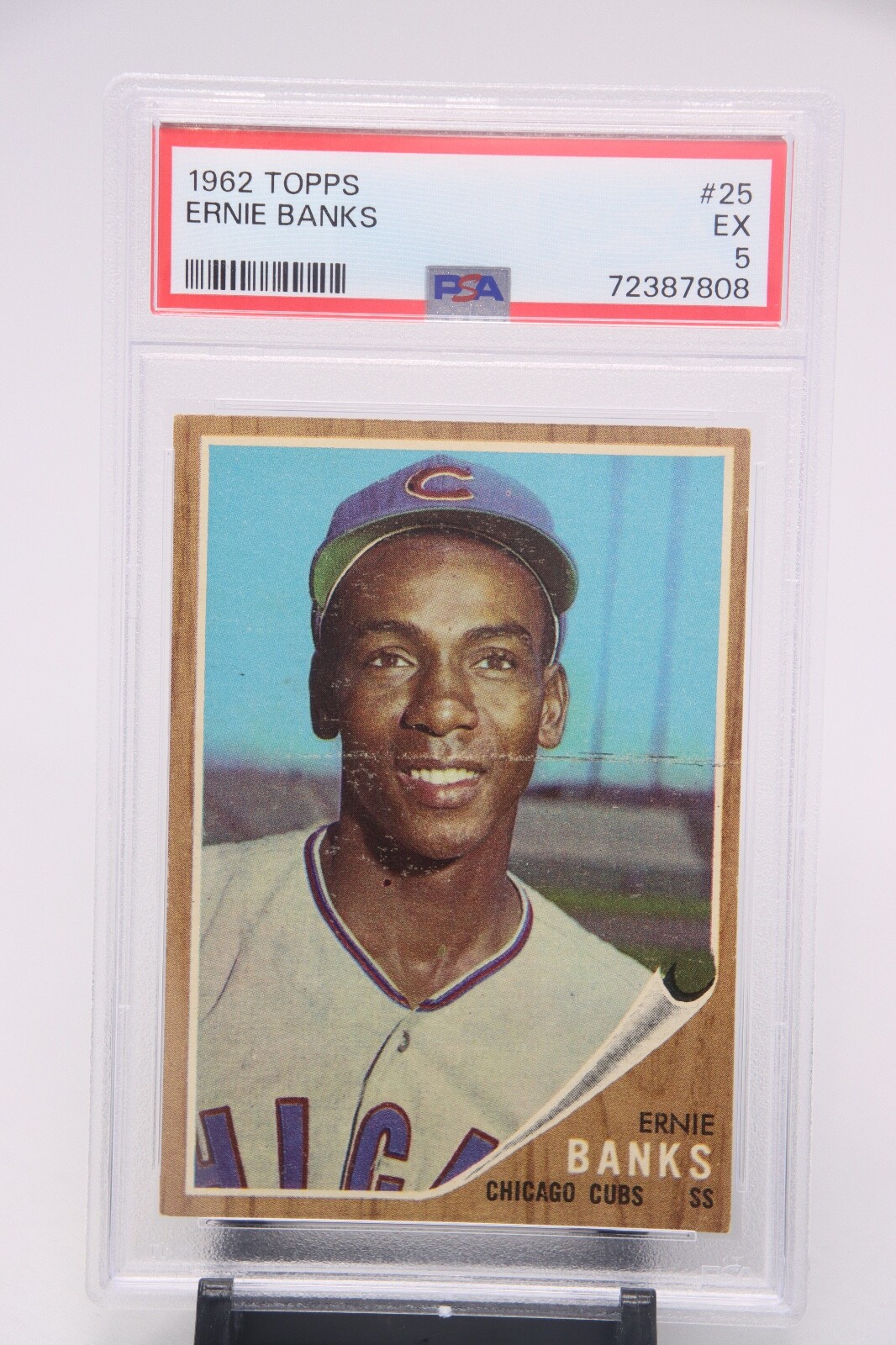 1962 Topps #25 ERNIE BANKS Baseball Card PSA Graded EX 5 HOF Chicago ...