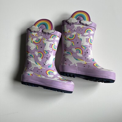 Girl 's Target Unicorn Rainbow Rain Boots Children's Size Rubber