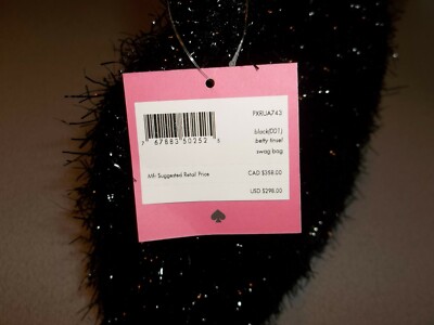 Kate Spade Betty Tinsel Swag Bag Black Bucket Handbag Purse Resin