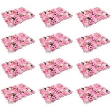 12pcs Artificial Flower Wall Panel Background 3D Pink Silk Dahlia Rose Flower