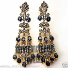 Gorgeous 2.95Ct Rose Cut Diamond Sapphire Studded Silver Vintage Earring Jewelry