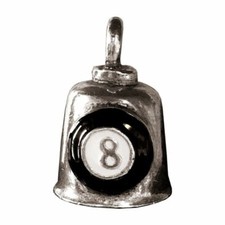 Pewter Motorcycle Gremlin Bell Pool Billiards Black 8 Eight Ball Made in the USA