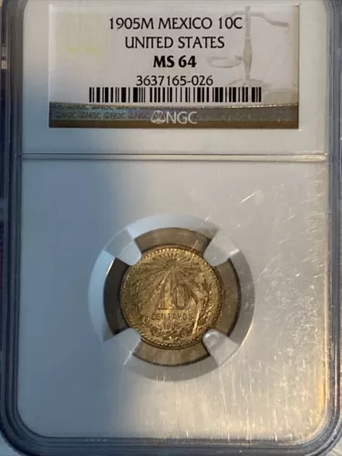 1905M Mexico 10 centavos NGC MS64 Mint State