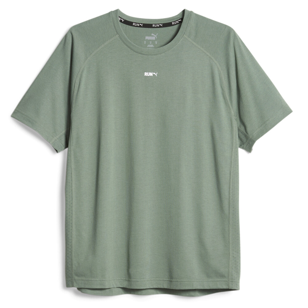 Спортивная футболка Puma M Run с круглым вырезом и коротким рукавом, мужские зеленые повседневные топы 524382