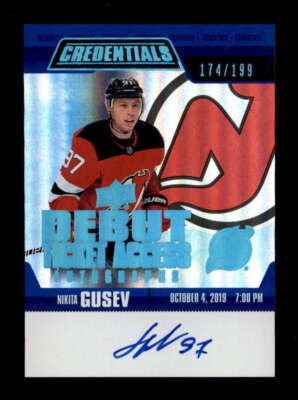 NIKITA GUSEV 2019/20 UD CREDENTIALS DEBUT TICKET ACCESS BLUE AUTO #/199 BF4280