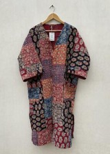 Patchwork handmade kantha jacket Japanese kimono style Floral kantha robe winter