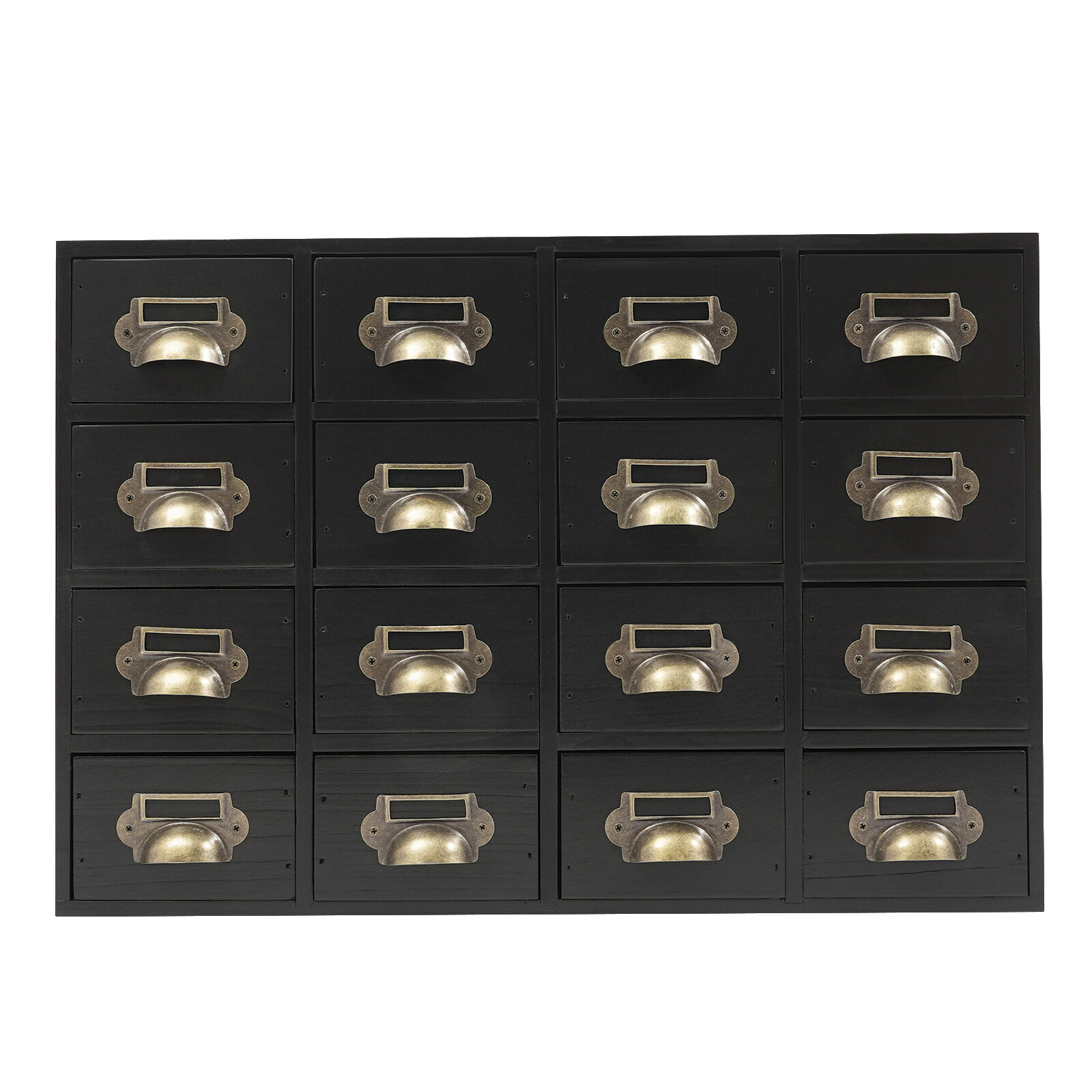Rustic Wooden Desk Drawer Organizer - 16 Compartment Storage Box Cabinet