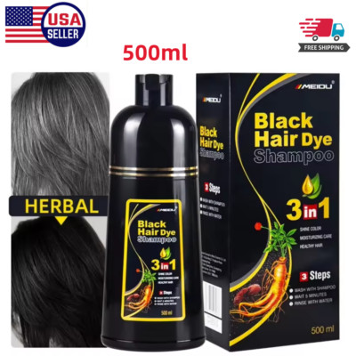 500ML Permanent Hair Dye Shampoo Instant Fast 3 in 1 Hair Dye Natural Herbal Dye