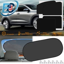 4PCS Magnetic Car Side Window Sun Shade Visor Shield & Rear Screen Mesh Cover 