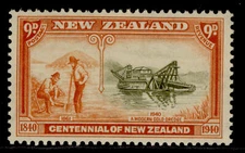 NEW ZEALAND GVI SG624, 9d olive-green & orange, LH MINT.