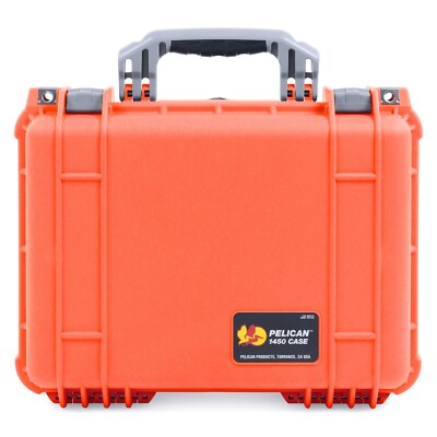 Orange & silver Pelican 1450 case. No Foam - empty.