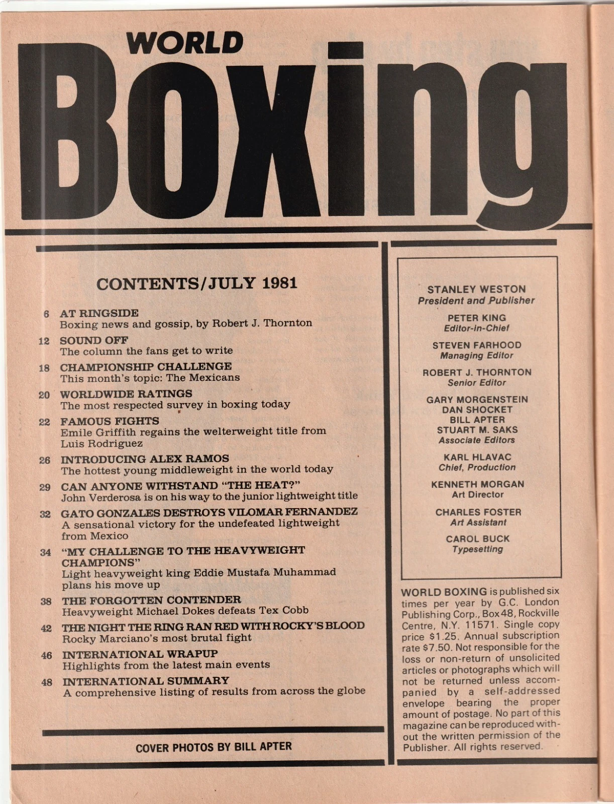 ワールドボクシングマガジン Eddie Mustafa Muhammad カバー 1981 年 7 月 - 画像2/3