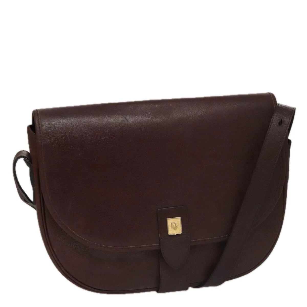 Sac bandoulière Christian Dior cuir bordeaux doré authentique 109198