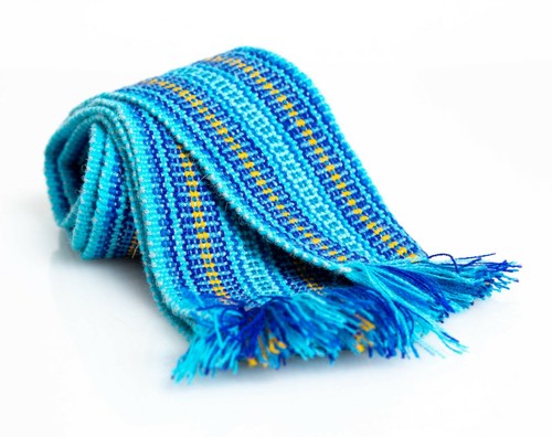 Ukrainian hand woven homespun Hutsul Belt Blue Yellow KRAYKA for Vyshyvanka - Picture 10 of 11