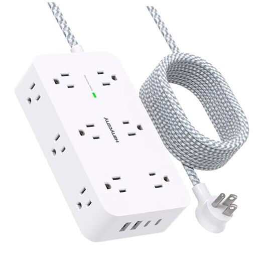 Extension Cord 10 Ft, Power Strip Surge Protector with 12 Outlets 4 USB 10Ft-image
