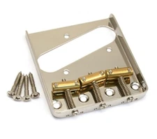 NEW Vintage Style Left-Handed Tele Bridge, Tilt Compensated Saddles - NICKEL
