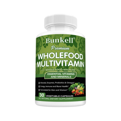 Whole Food Multivitamin - Complete Daily Vitamins Supplement -30/60/120 Capsules