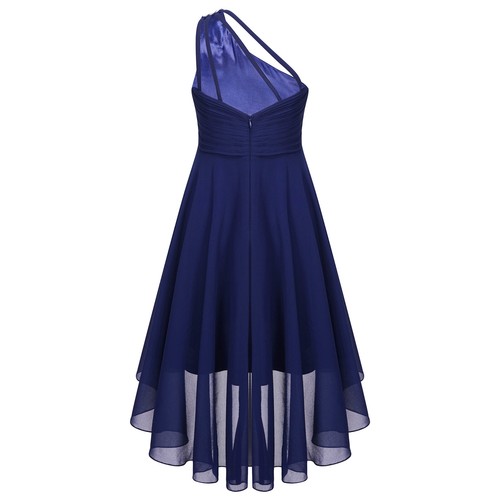 Kids Girls Ball Gown Chic Dress Party Evening Proms Bridesmaid One Shoulder - Picture 7 of 75