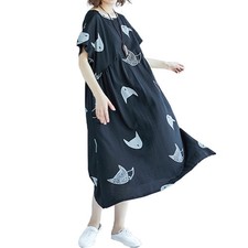 Raglan Sleeve Cartoon Print Dress Loose Fit Women Dress