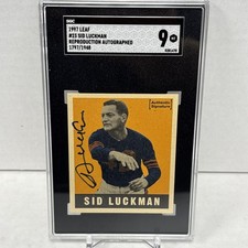 1997 LEAF SID LUCKMAN #23 ON CARD AUTO 1948 REPRODUCTION /1948 - SGC 9