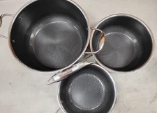 HexClad Hybrid Nonstick Pot Set, 2, 3, and 8-Quart Pots -- No Lids