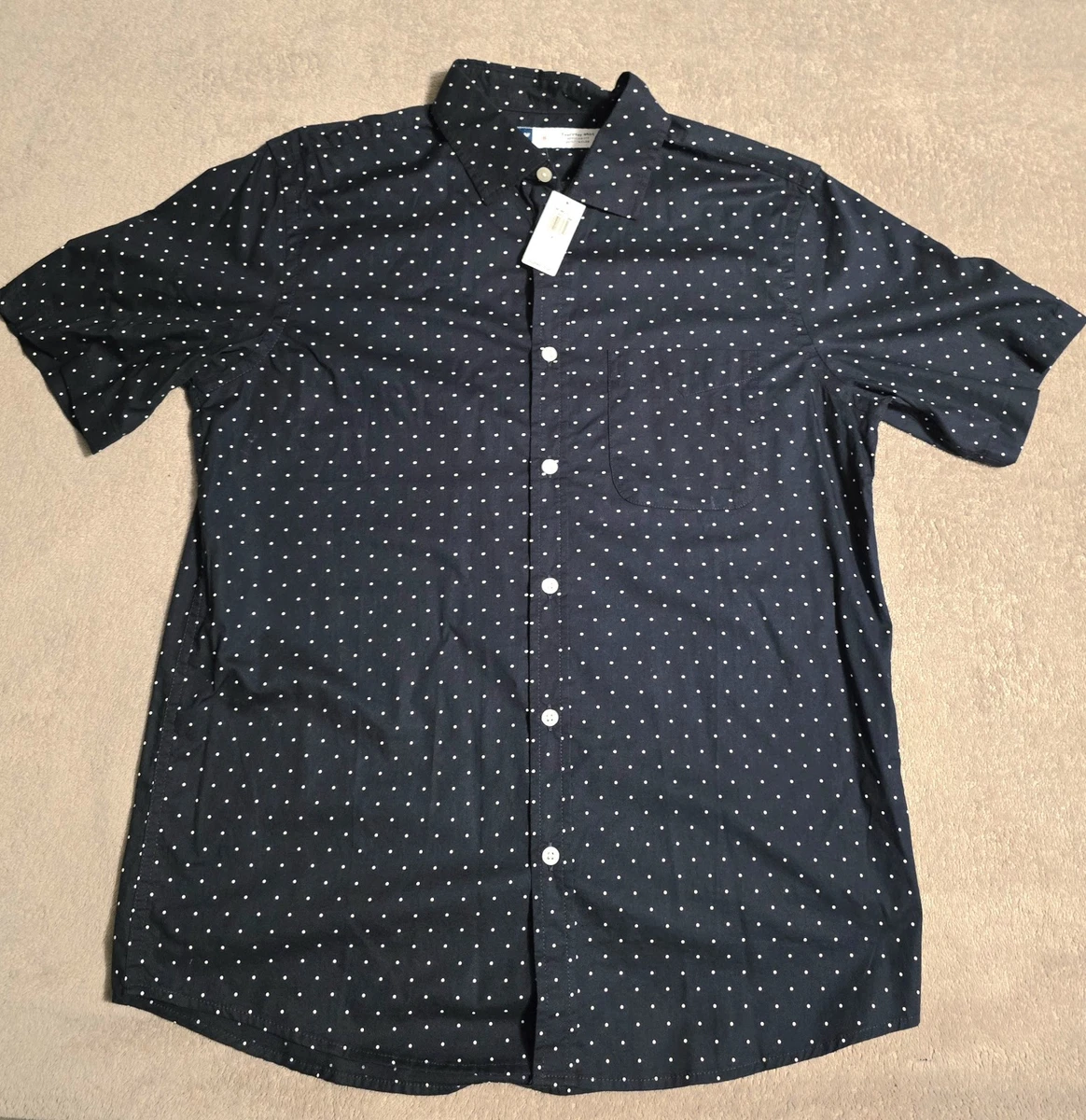 Old Navy Polka Dot Short Sleeve Casual Button-Down Shirts for Men