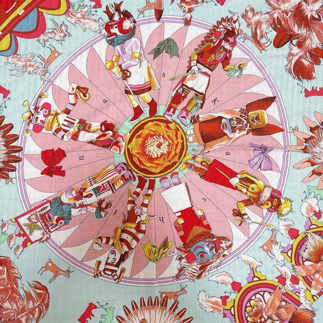 HERMÈS Carre Géant Carre 140 Kachinas Cashmere silk Large format Square Scarf image 6