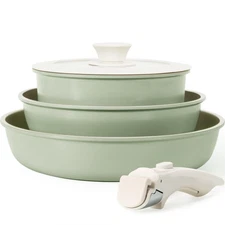 KIKCOIN Pots and Pans Set Nonstick, Ceramic Cookware Set Detachable Handle, I...