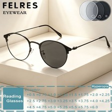 Metal Round Photochromic Fashion Reading Glasses Unisex Retro Simple Sunglasses