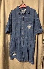 Mickey Mouse, Rare Disney Girls Denim Button Up Dress Short Overall Size 2XL
