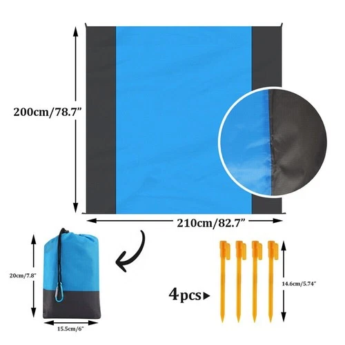 Picnic Blanket 210 x 200 cm in Blue and Grey, photo 4