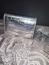Silber Damen Mini Umhängetasche/Clutch Kroko...