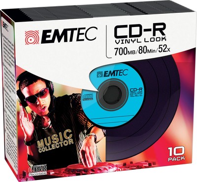 Emtec ECOC801052SLVY CD-R 700MB 10pcs 52x Vinyl slim NEW PACKAGING 27 ~E~