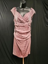 SIZE 10P SUZI CHIN FOR MAGGY BOUTIQUE PURPLE/METALLIC COCKTAIL ROUCHED DRESS