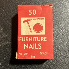 Vintage box Black Metal Furniture Nails 50 Pack Germany MPN 210 51/6