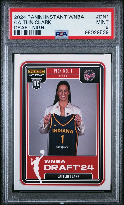 2024 CAITLIN CLARK ROOKIE PANINI INSTANT WNBA DRAFT NIGHT DN1 PSA 9