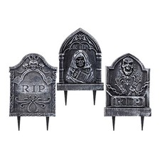 TOMBSTONE DECORATION BEWARE SIGN HALLOWEEN PARTY HOUSE  PROP WITH STAKE SPOOKY-
