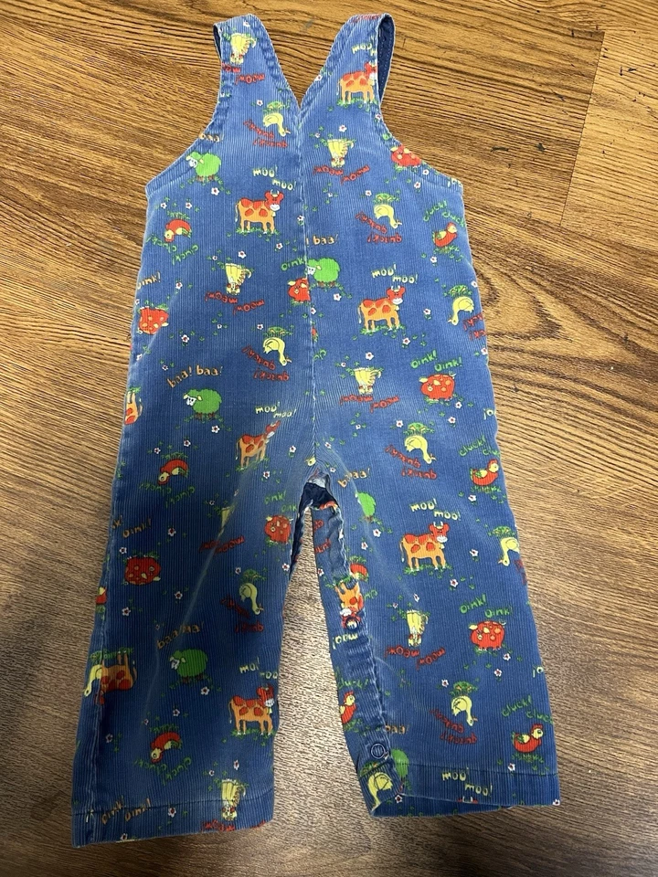 Mono de pana vintage de animales juveniles azul 19-21 libras Foto 3 de 4