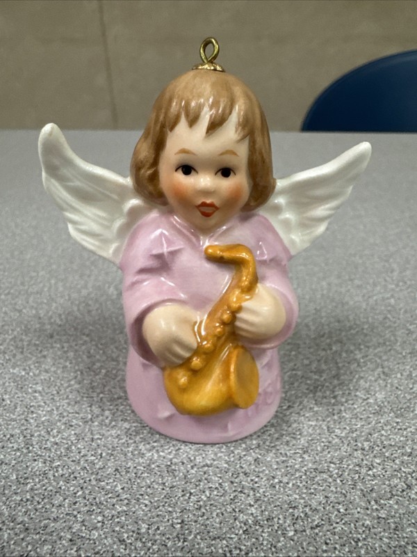 Goebel 1980 Annual ANGEL BELL ORNAMENT Purple With Saxophone