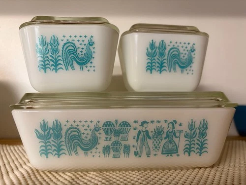 Vintage Pyrex Amish Butterprint Refrigerator Dish Set 501, 502, 503 6pc Set
