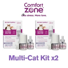 2 Pack Comfort Zone Cat Calming Kit 2 Diffusers 4 Refills NEW