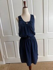 GAP Women’s XS Navy Blue Sleeveless Blouson Tie Neck Casual Dress