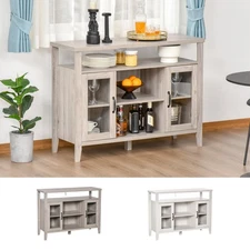 Sideboard Storage Buffet Cabinet w/ Glass Door & Drawer for Living Room