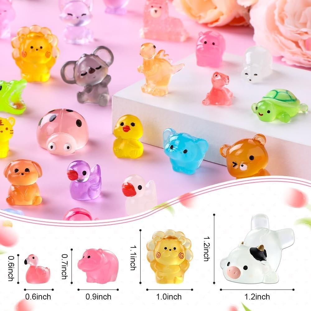 24 Mini Canards Lumineux En Résine - Figurines Colorées 1,8 Cm - Décoration Jardin, Noël, Gâteau - Phosphorescent