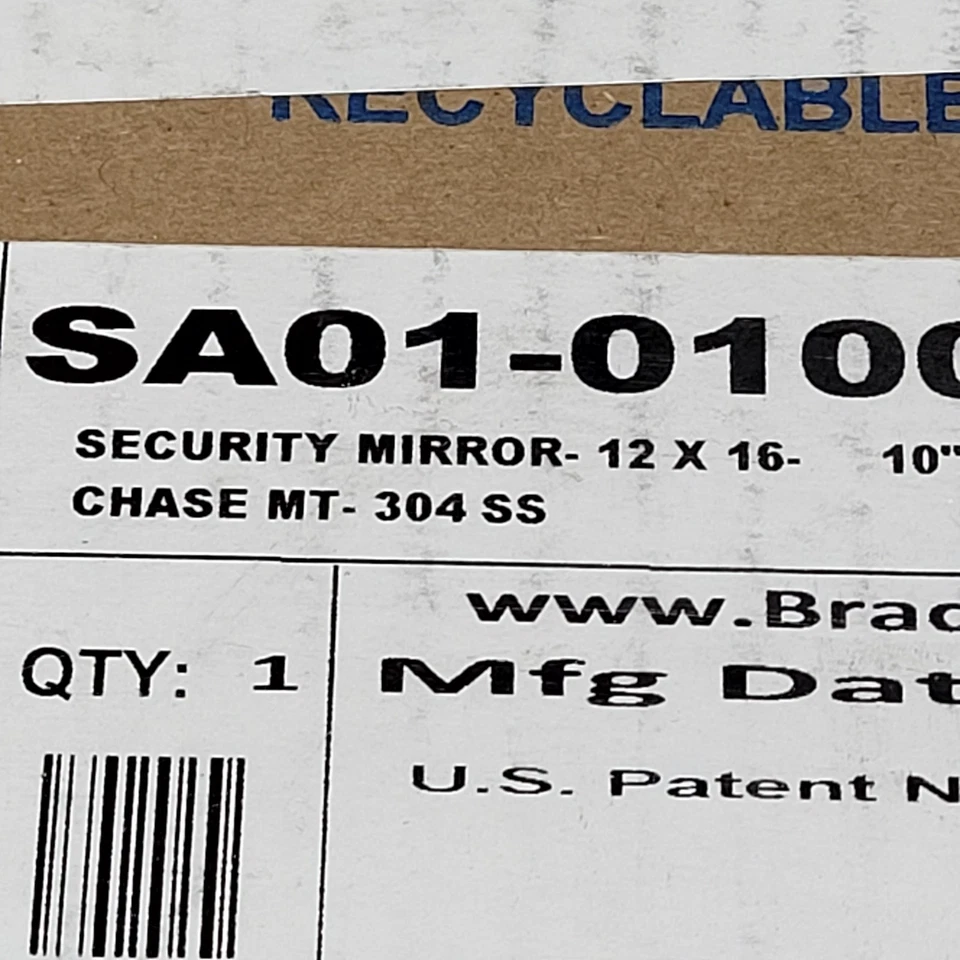 Espejo de montaje en pared de seguridad Bradley 12" x 16", SA01-010001, baño de gasolinera Foto 4 de 4