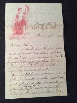 DEC. 2 1861 CIVIL WAR LETTER CAMP BENTON HENRY WESTERN 52nd ILLINOIS MAN SHOT...